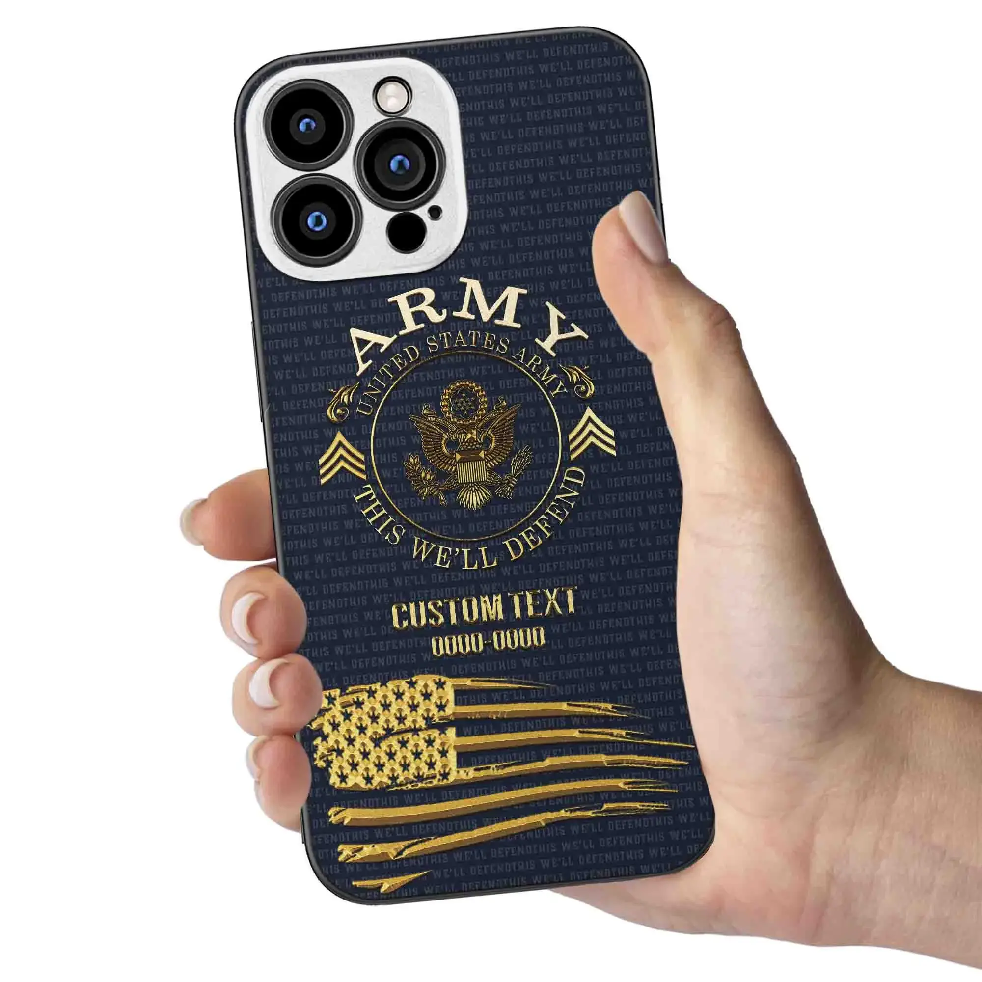 Customized US Military Golden Motto Pattern Phone Case #000105