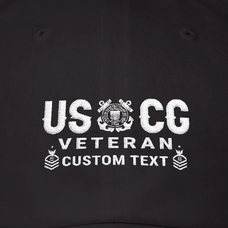 Customized USCG Veteran Embroidered Hat – Personal Rank, Name & Service Years #000075