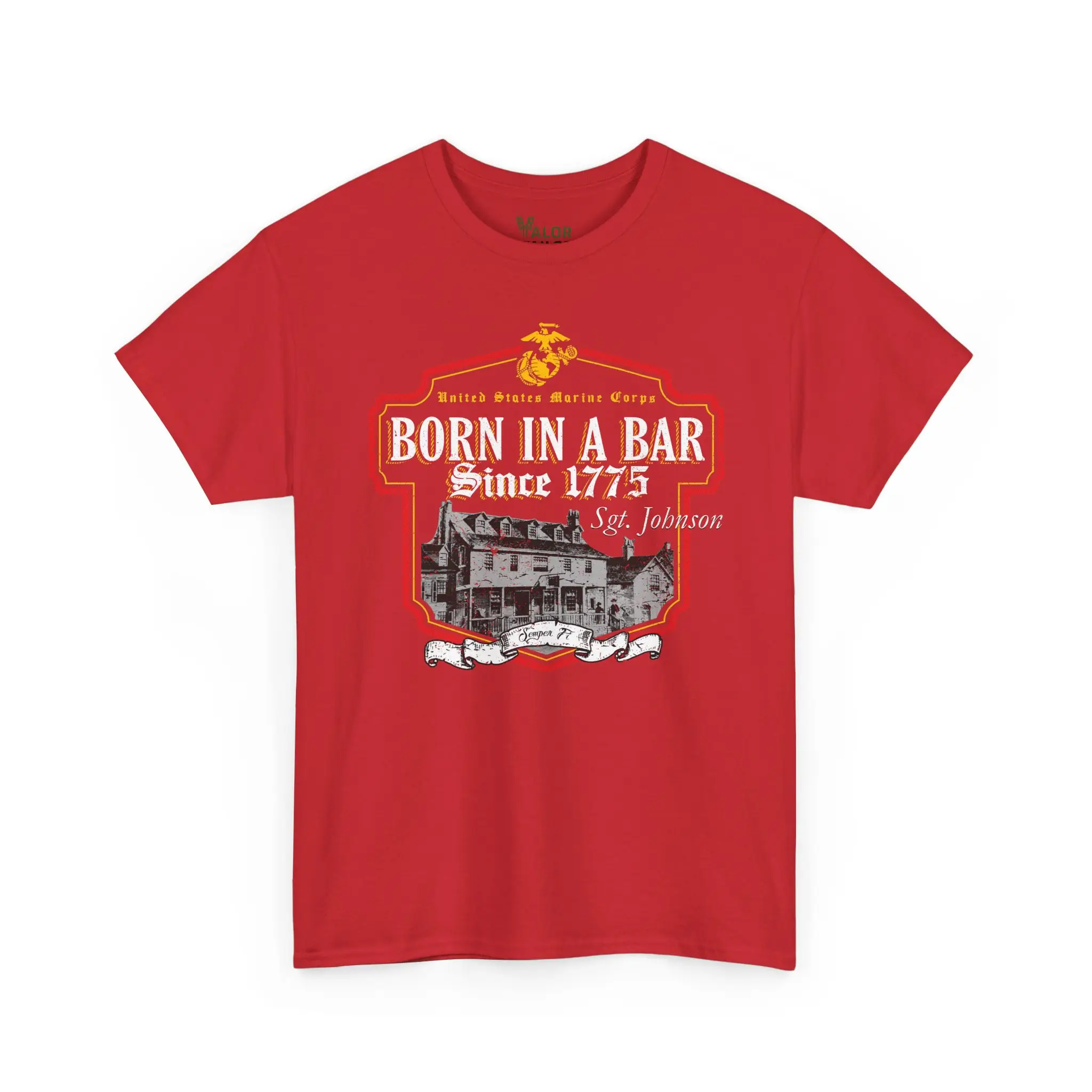 Customized USMC “Born In A Bar Since 1775” T-Shirt – Tun Tavern Tribute with Personalized Name #000092