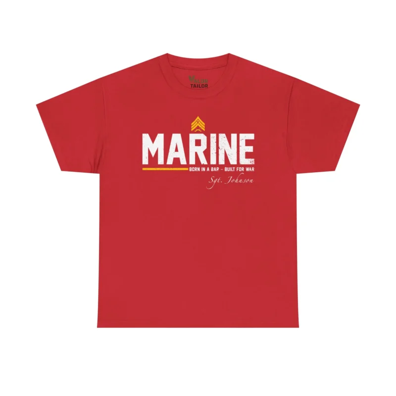 Customized USMC “Born In A Bar – Built For War” Marine T-Shirt – Personalized Name Edition #000096