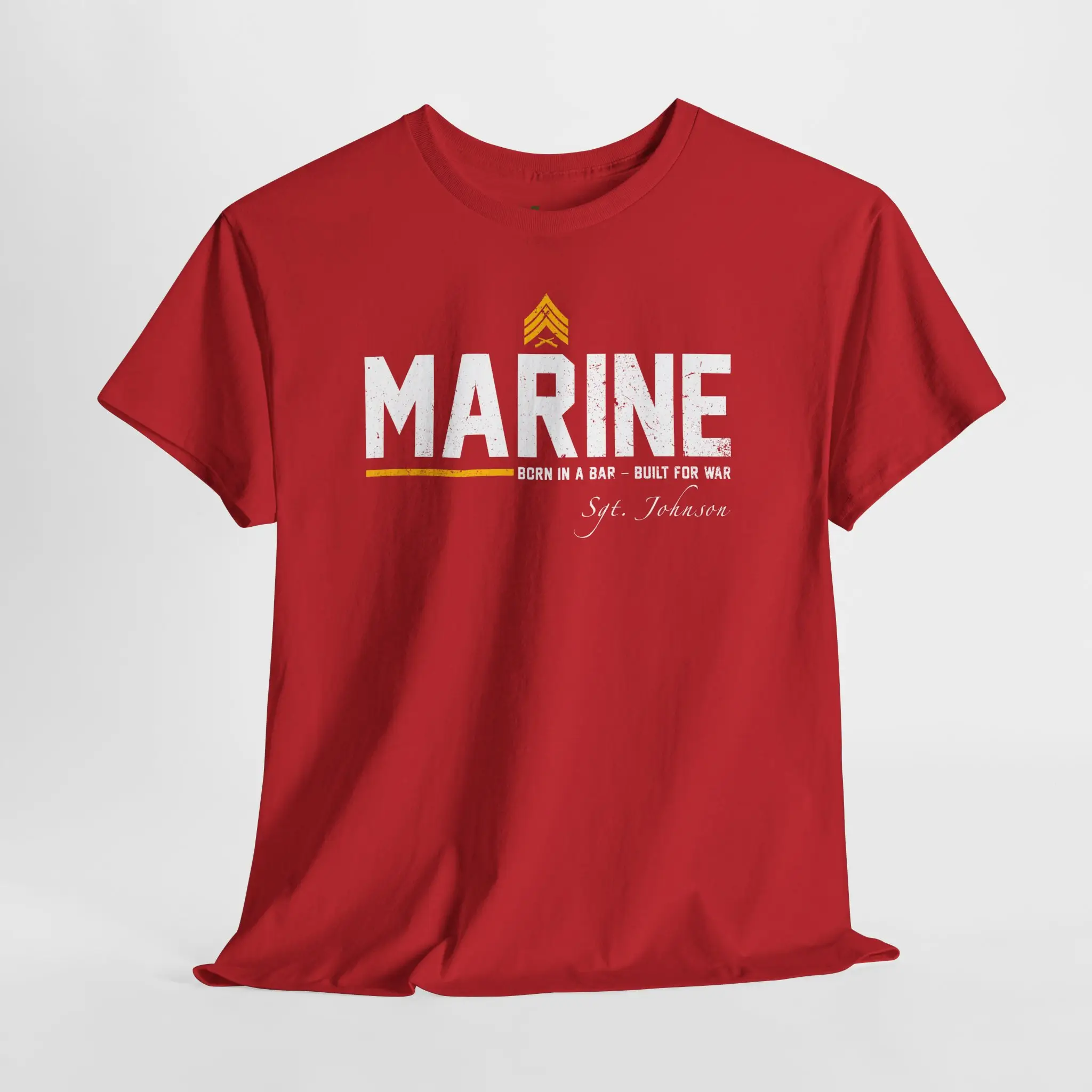 Customized USMC “Born In A Bar – Built For War” Marine T-Shirt – Personalized Name Edition #000096