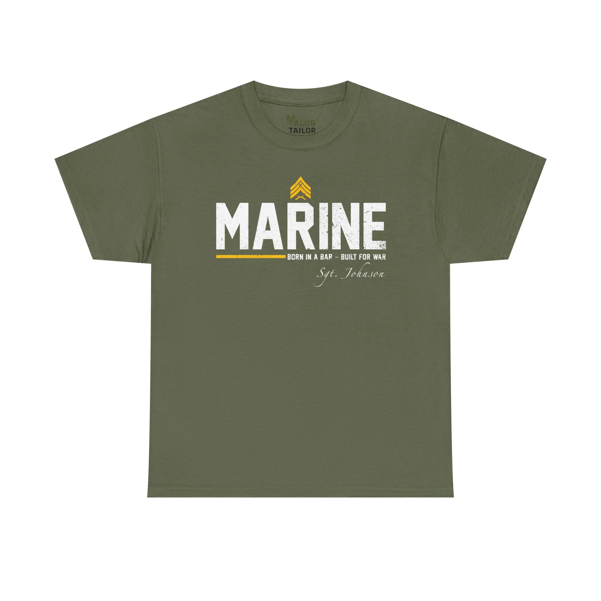 Customized USMC “Born In A Bar – Built For War” Marine T-Shirt – Personalized Name Edition #000096
