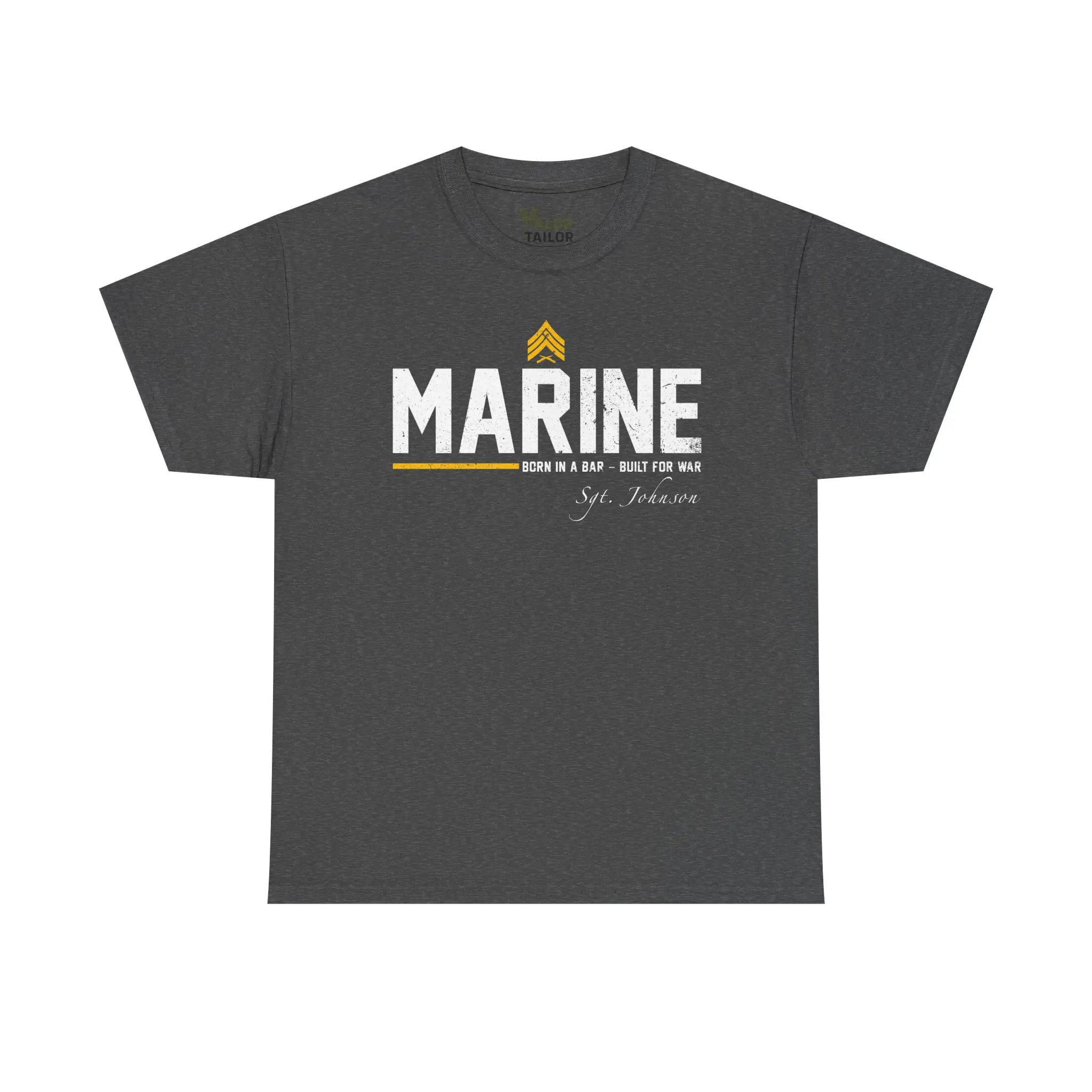 Customized USMC “Born In A Bar – Built For War” Marine T-Shirt – Personalized Name Edition #000096