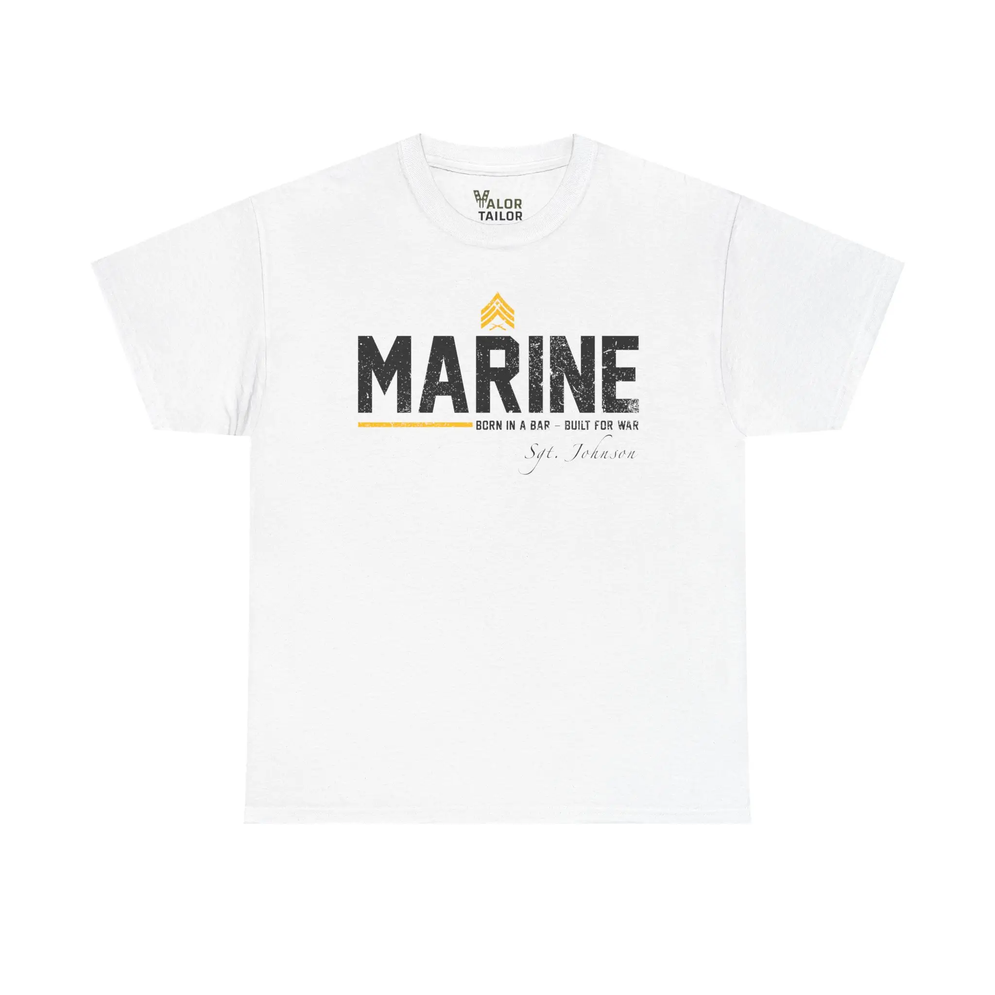 Customized USMC “Born In A Bar – Built For War” Marine T-Shirt – Personalized Name Edition #000096