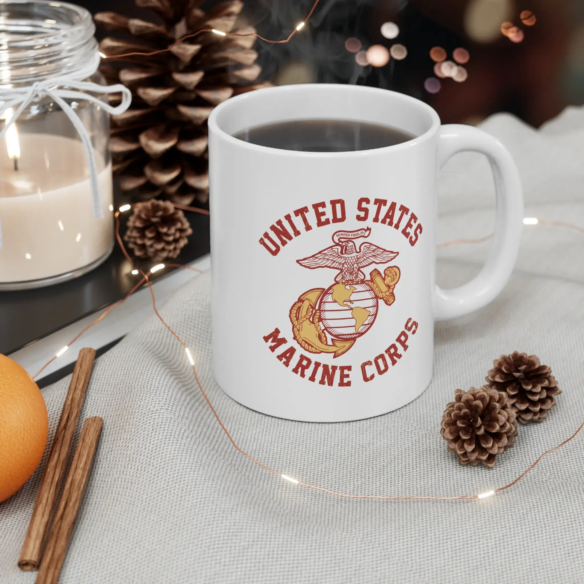 Customized USMC Veteran Coffee Mug – Rank, Name & Service Years – Marine Corps Eagle & Rifles Design #000099