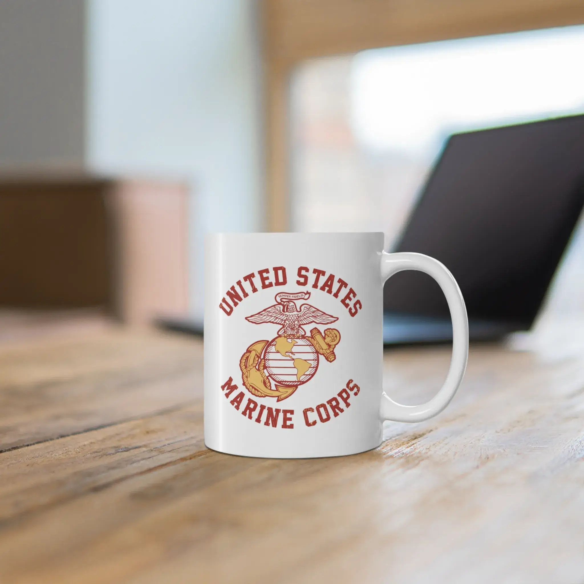 Customized USMC Veteran Coffee Mug – Rank, Name & Service Years – Marine Corps Eagle & Rifles Design #000099