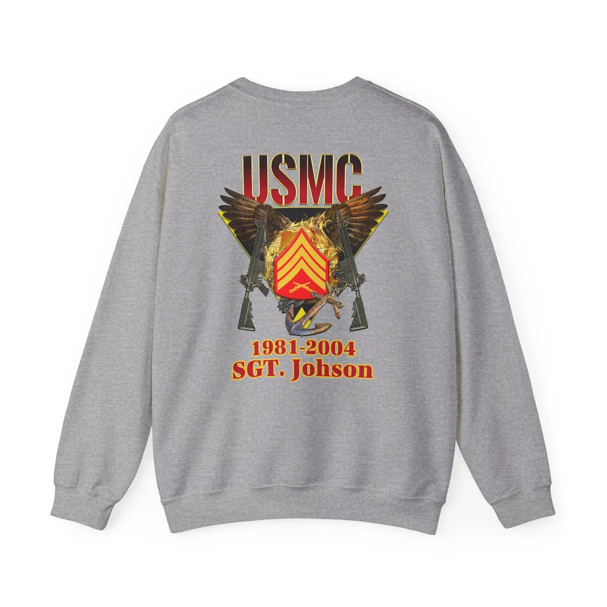 Customized USMC Veteran Sweatshirt – Rank, Name & Service Years – Marine Corps Eagle & Rifles Design #000099