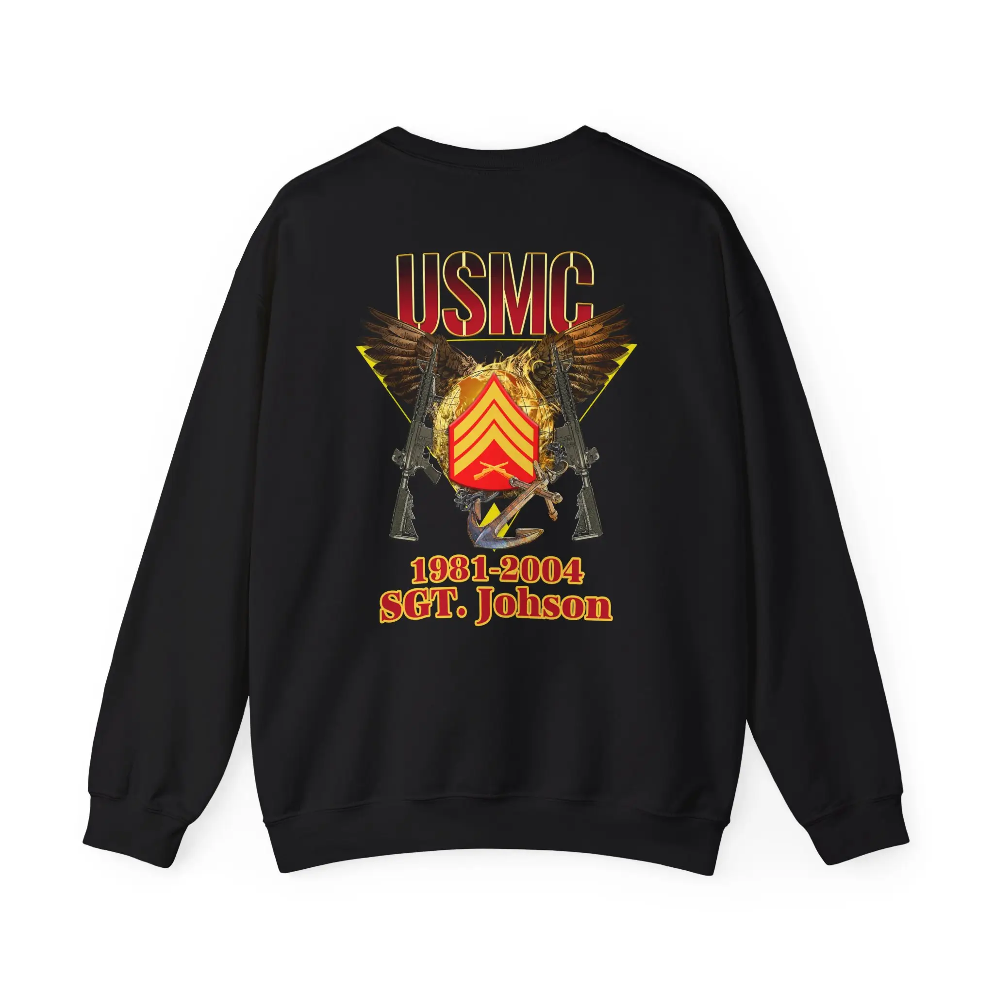 Customized USMC Veteran Sweatshirt – Rank, Name & Service Years – Marine Corps Eagle & Rifles Design #000099