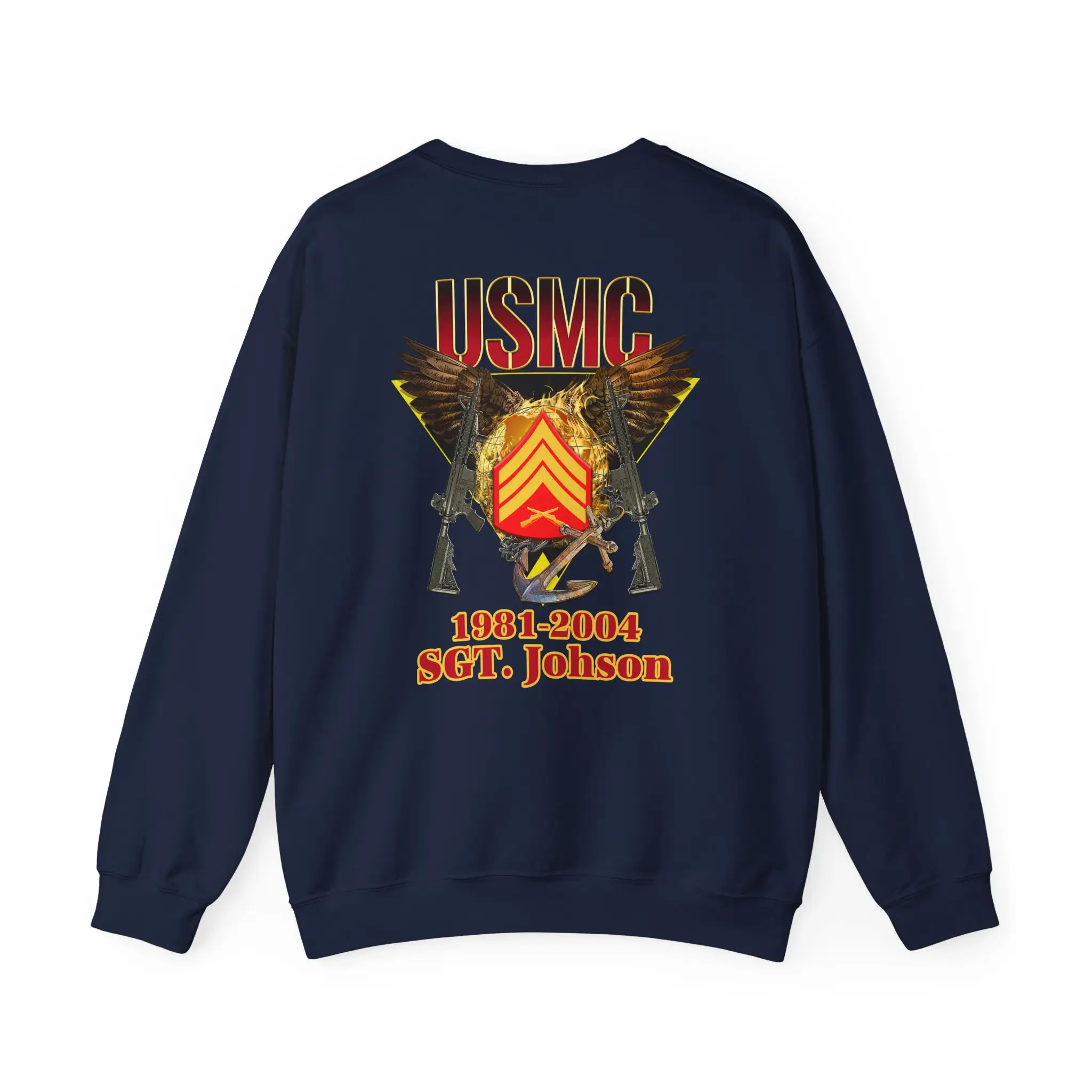Customized USMC Veteran Sweatshirt – Rank, Name & Service Years – Marine Corps Eagle & Rifles Design #000099