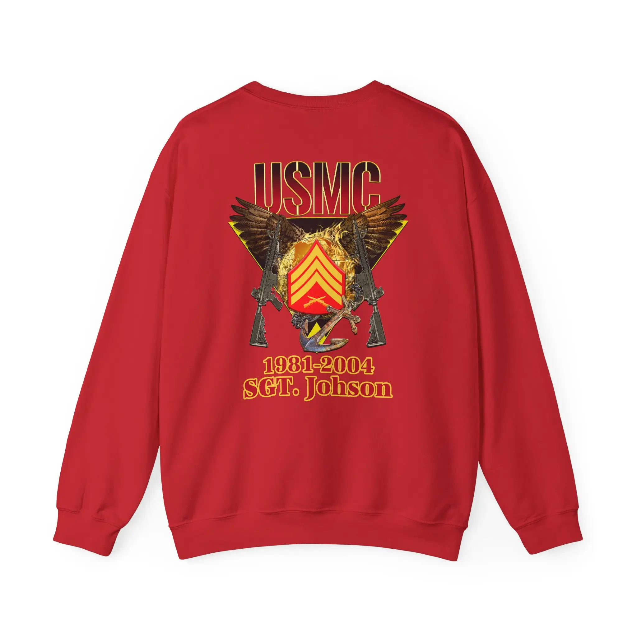 Customized USMC Veteran Sweatshirt – Rank, Name & Service Years – Marine Corps Eagle & Rifles Design #000099