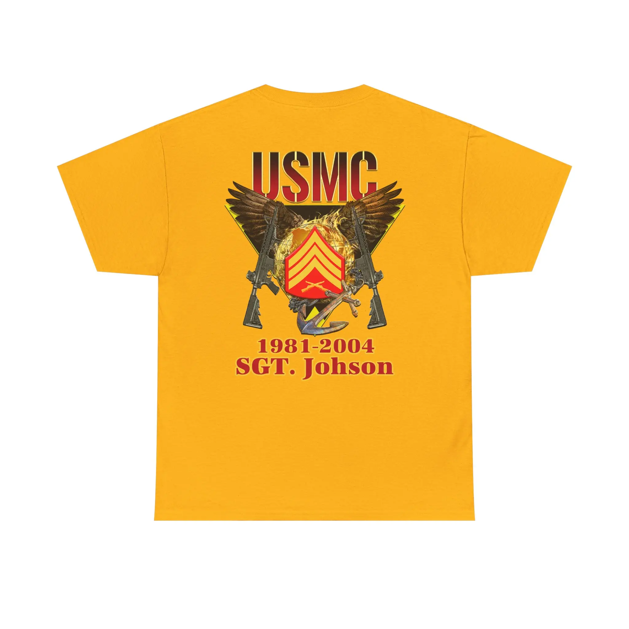 Customized USMC Veteran T-Shirt – Rank, Name & Service Years – Marine Corps Eagle & Rifles Design #000099