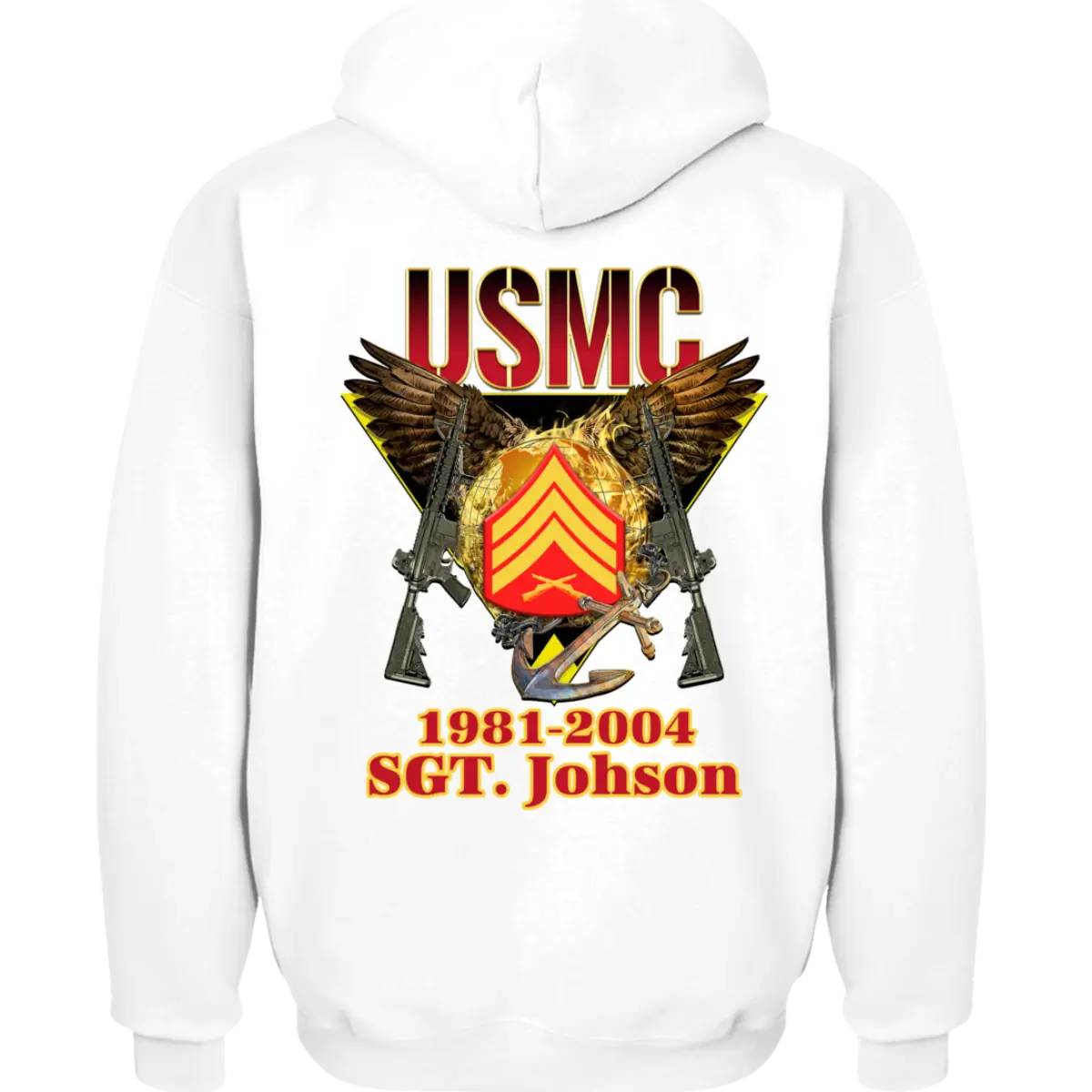 Customized USMC Veteran Zip Hoodie – Rank, Name & Service Years – Marine Corps Eagle & Rifles Design #000099