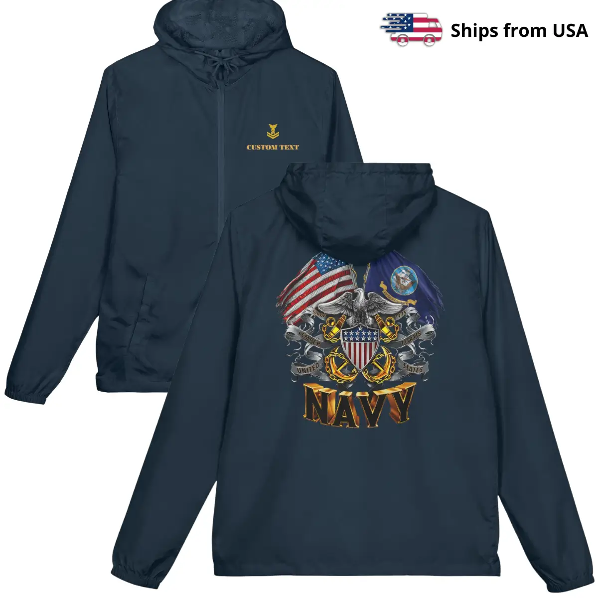 Personalized U.S. Navy Windbreaker Jacket – Veteran Pride Design #000111