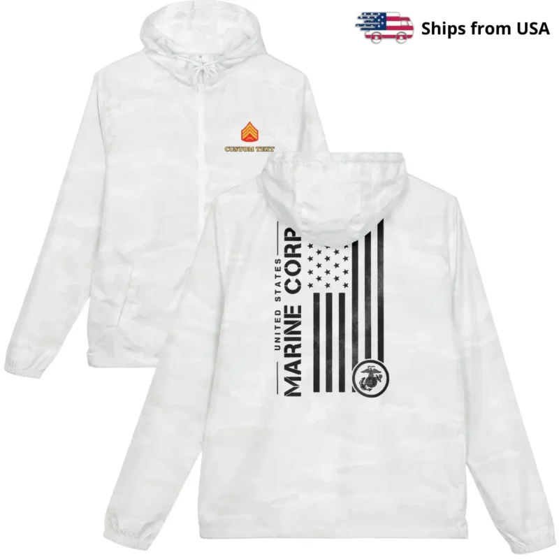 Personalized US Marine Corps Windbreaker Jacket – Lightweight Military Jacket for Veterans #000025