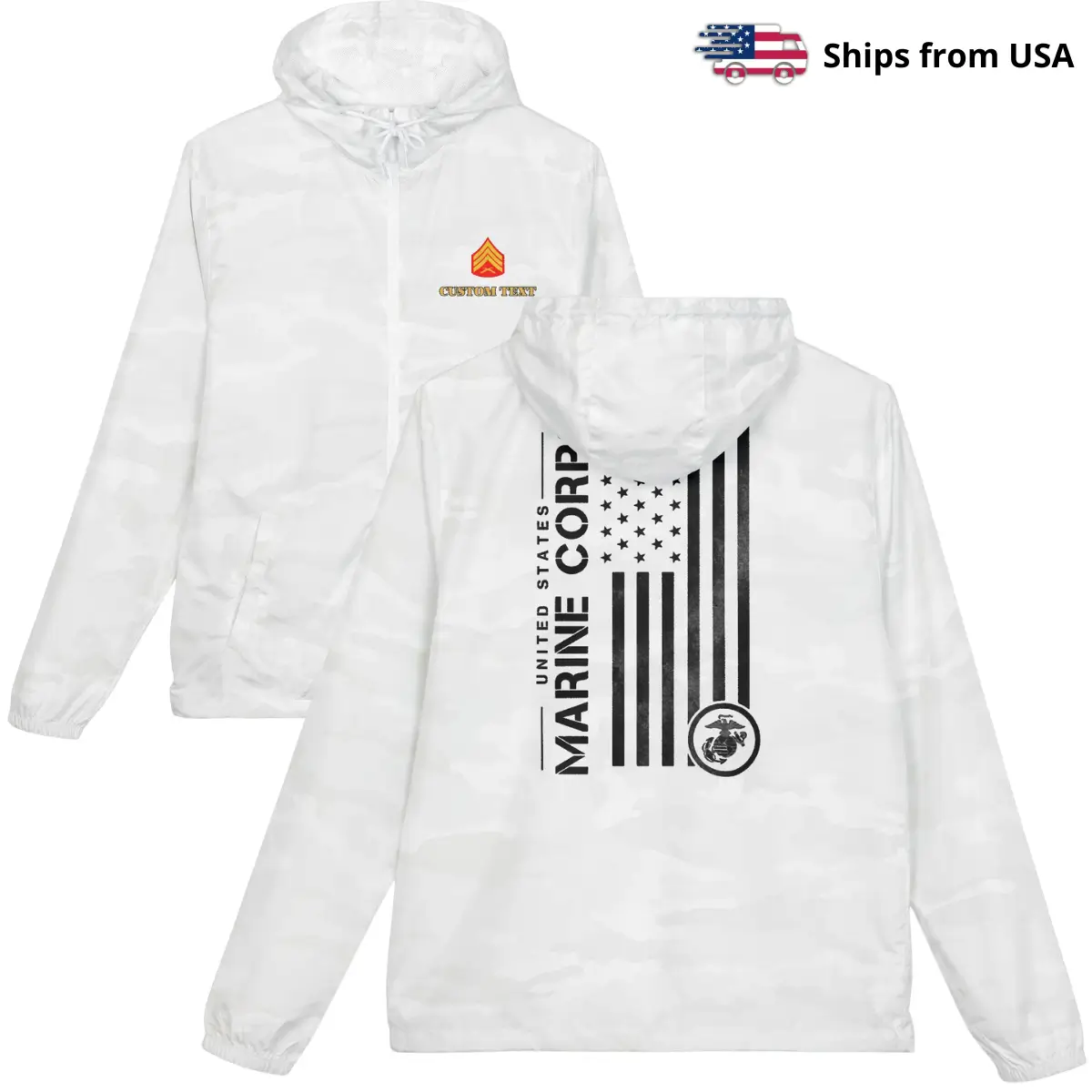 Personalized US Marine Corps Windbreaker Jacket – Lightweight Military Jacket for Veterans #000025