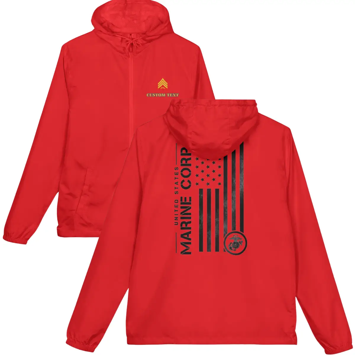 Personalized US Marine Corps Windbreaker Jacket – Lightweight Military Jacket for Veterans #000025