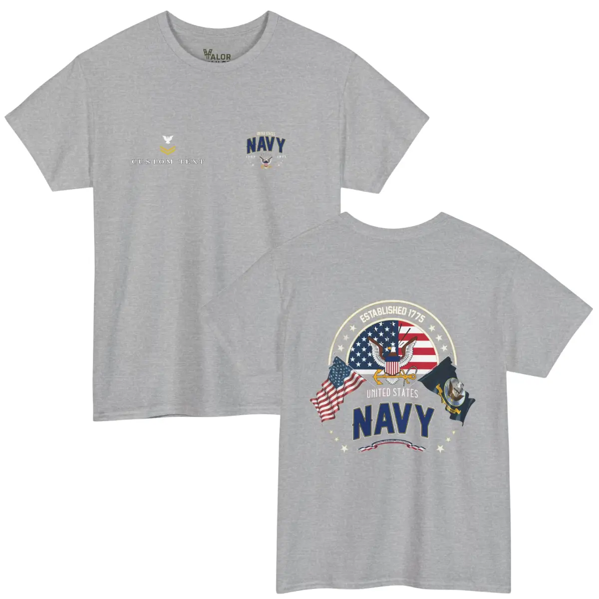 Custom United States Navy Veteran T-Shirt – Established 1775 - Personalize Name, Rank & Years #000042