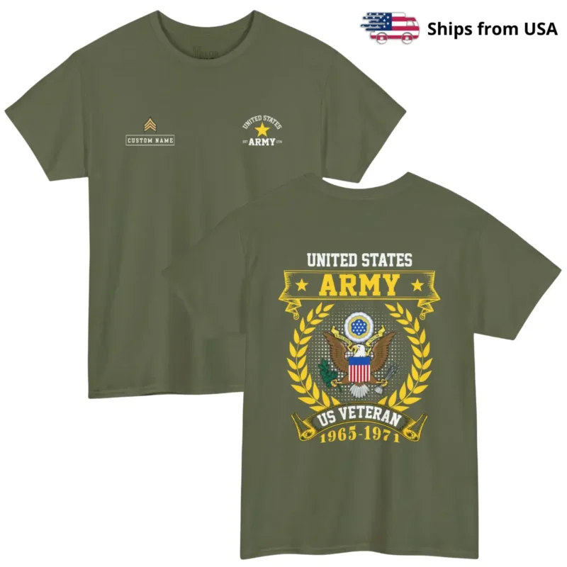 Custom United States Army Veteran T-Shirt| Personalize Name & Rank | Ships from USA #000117