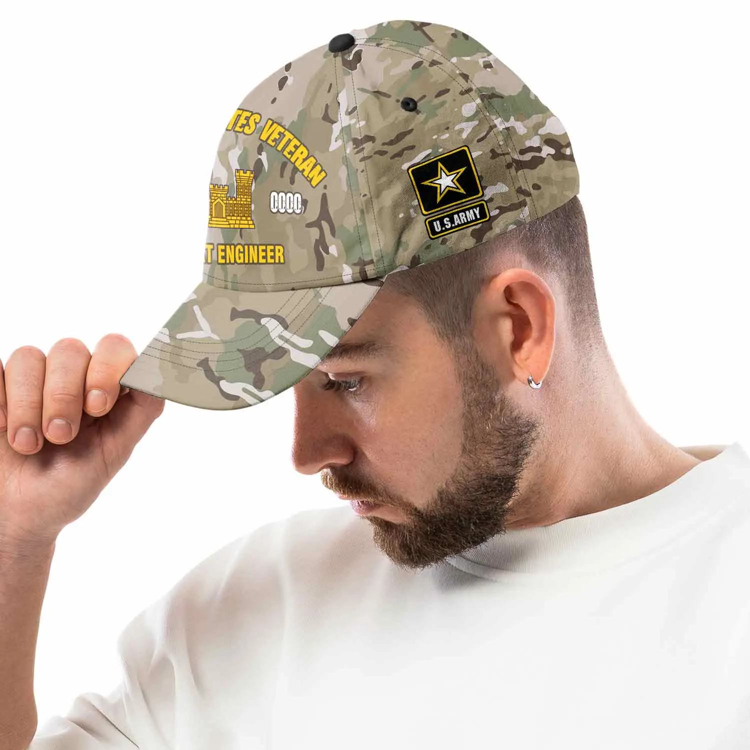 Custom Army Branch Veteran Camo Hat - Personalized MOSBranch, Rank, Name & Years #000173
