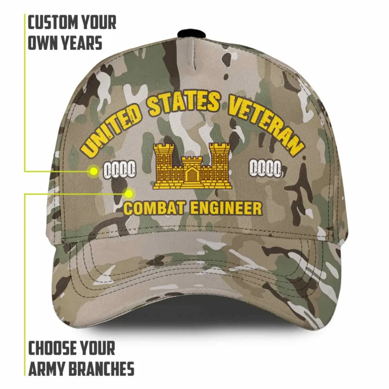 Custom Army Branch Veteran Camo Hat - Personalized MOSBranch, Rank, Name & Years #000173