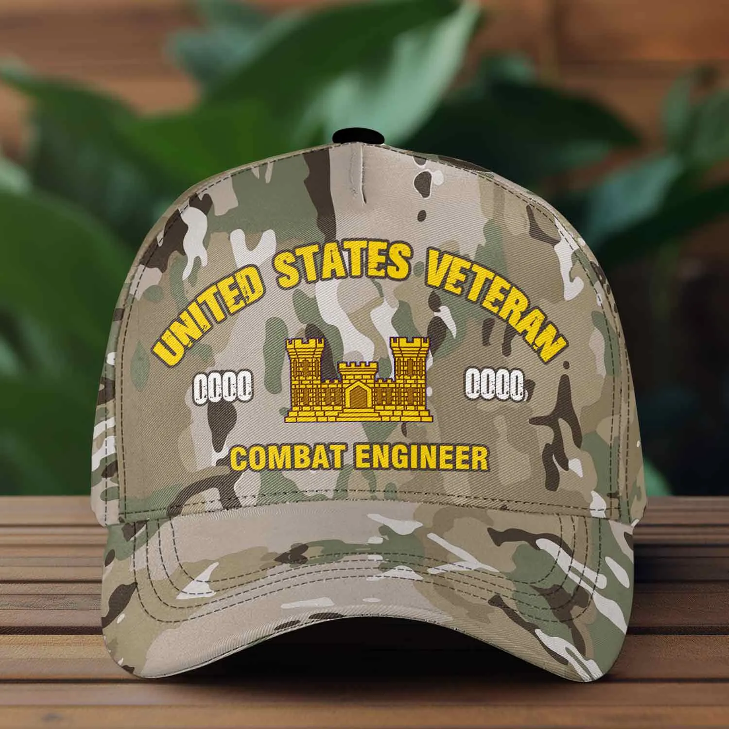 Custom Army Branch Veteran Camo Hat - Personalized MOSBranch, Rank, Name & Years #000173