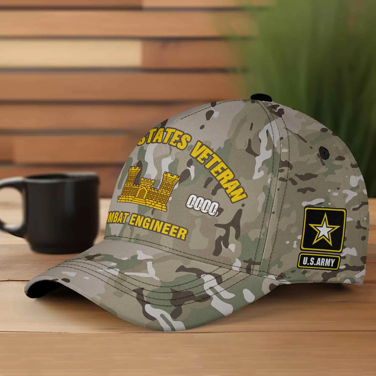 Custom Army Branch Veteran Camo Hat - Personalized MOSBranch, Rank, Name & Years #000173