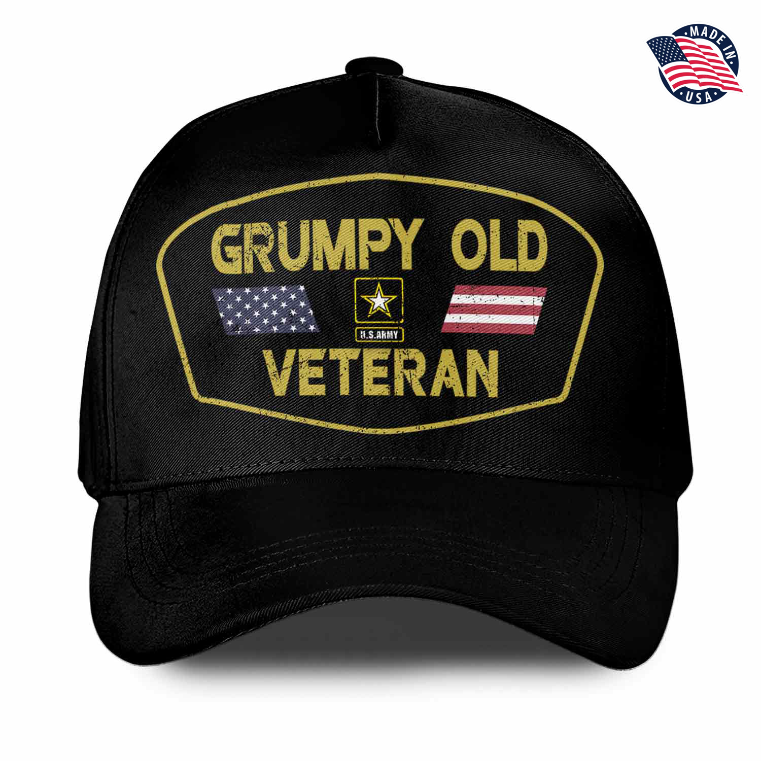 Custom Grumpy Old Veteran Hat - Personalized Rank, Name & Branch - Funny Military Cap #000165