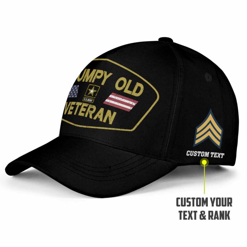 Custom Grumpy Old Veteran Hat - Personalized Rank, Name & Branch - Funny Military Cap #000165