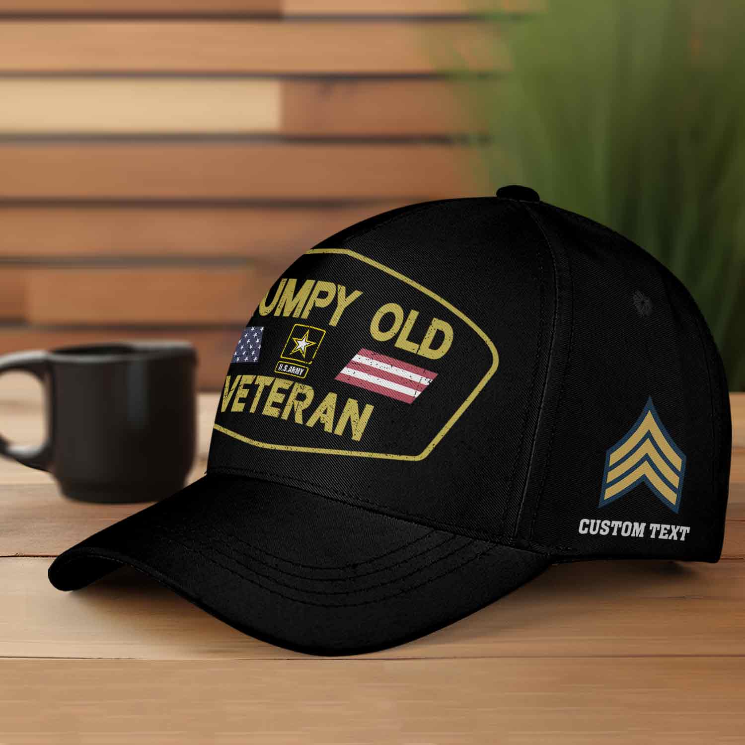 Custom Grumpy Old Veteran Hat - Personalized Rank, Name & Branch - Funny Military Cap #000165