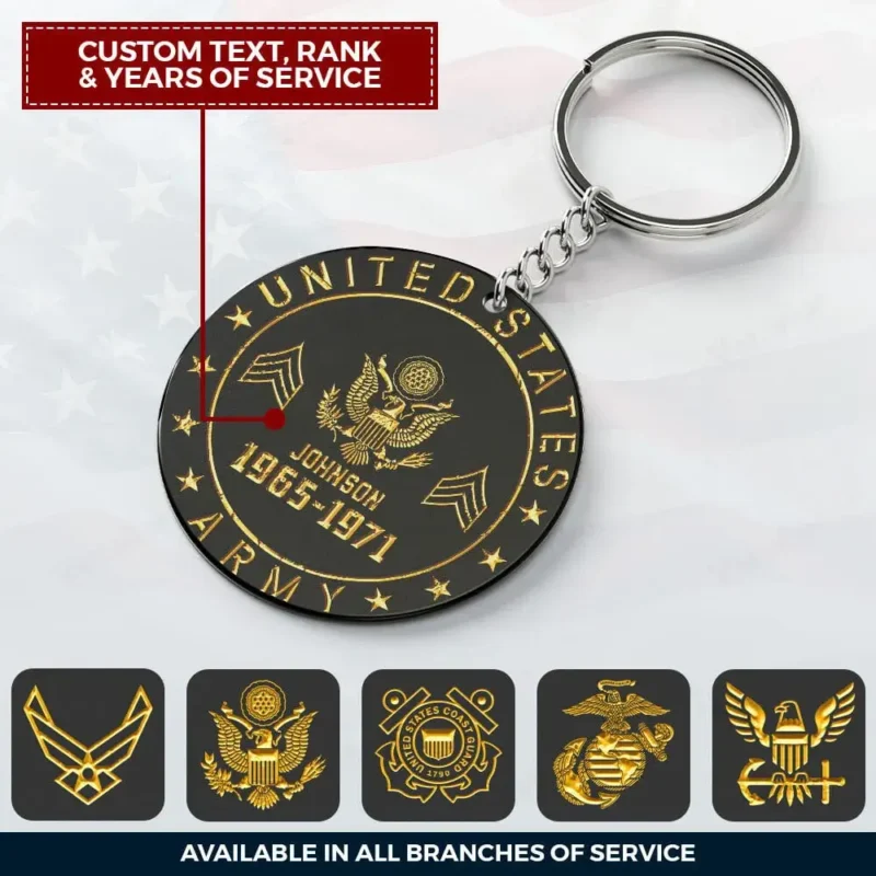 Custom Rank U.S Veteran Acrylic Keychain #000154