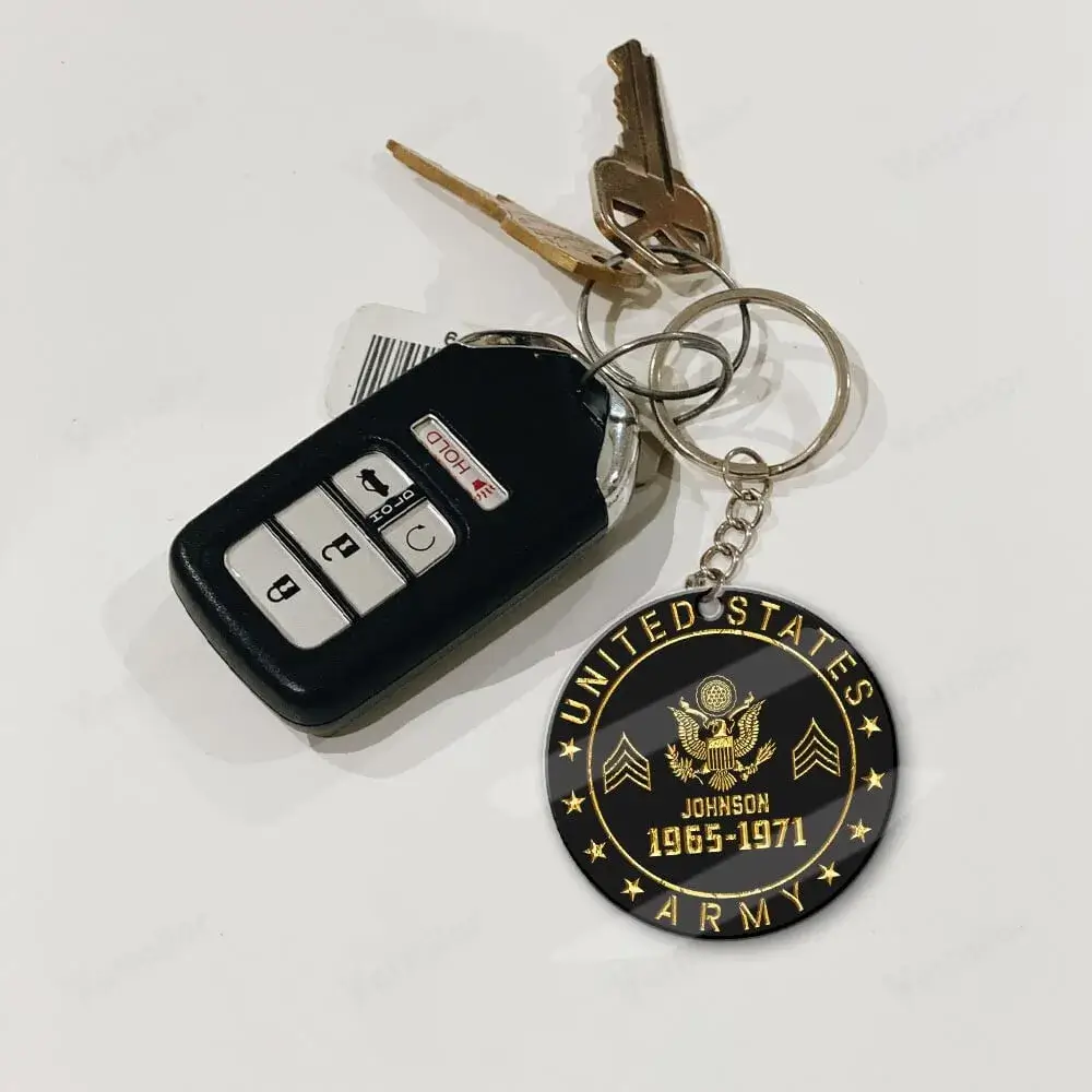Custom Rank U.S Veteran Acrylic Keychain #000154