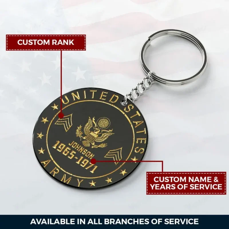 Custom Rank U.S Veteran Acrylic Keychain #000154