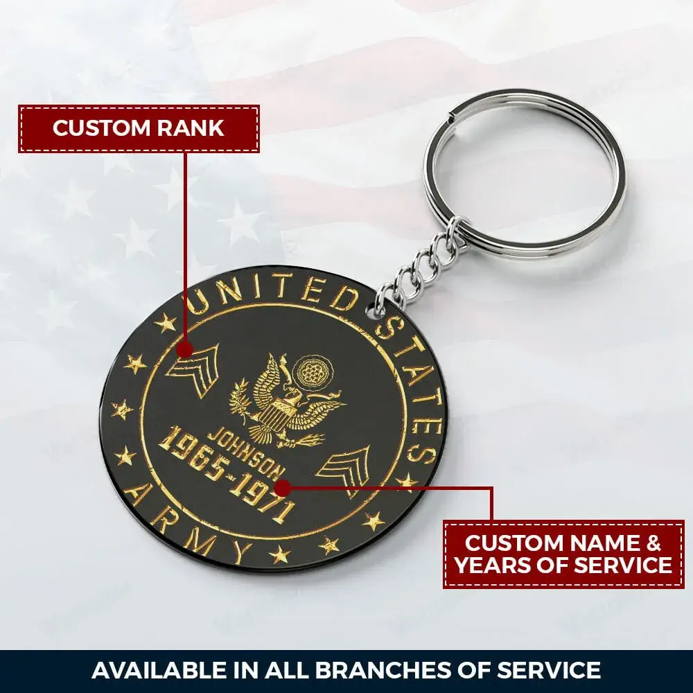 Custom Rank U.S Veteran Acrylic Keychain #000154