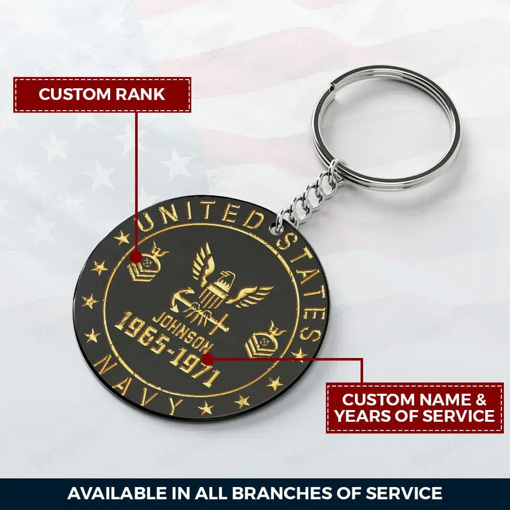 Custom Rank U.S Veteran Acrylic Keychain #000154