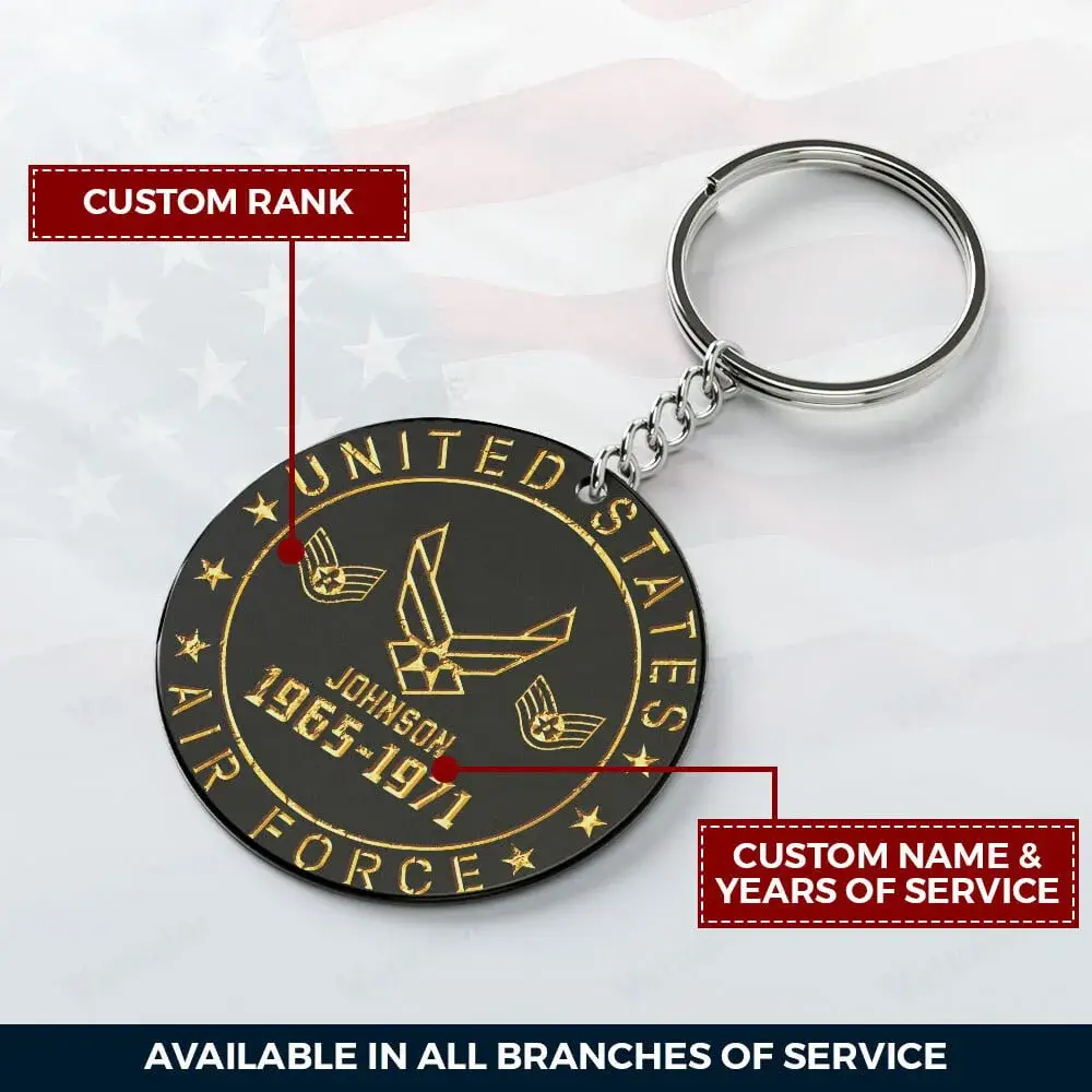 Custom Rank U.S Veteran Acrylic Keychain #000154