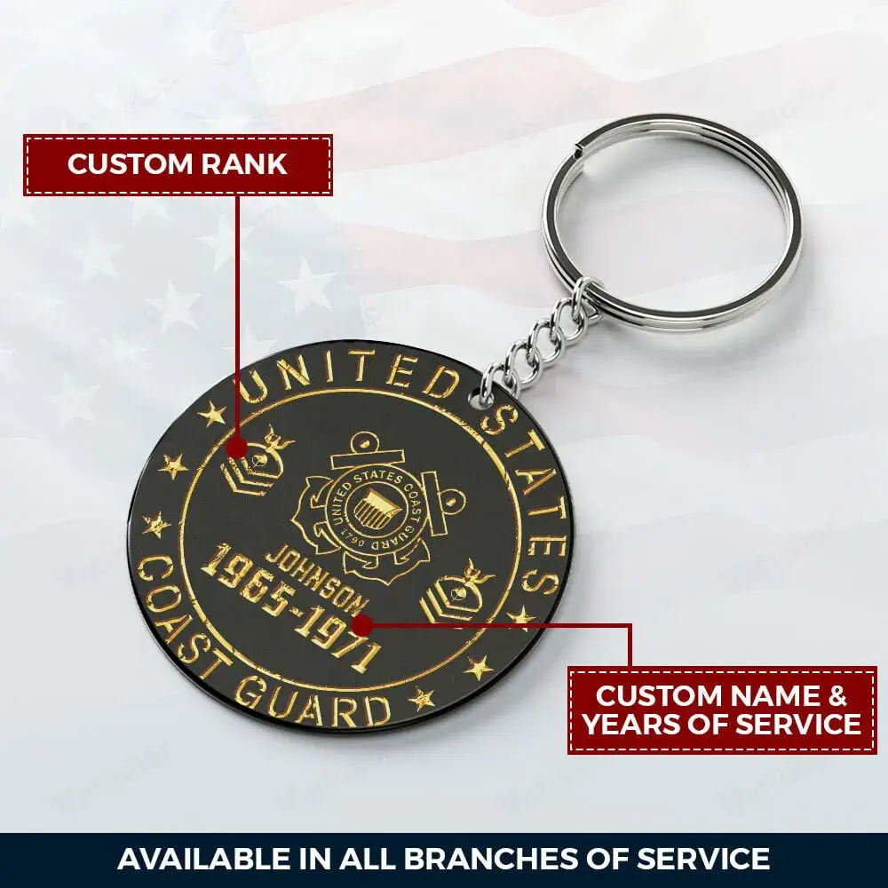Custom Rank U.S Veteran Acrylic Keychain #000154