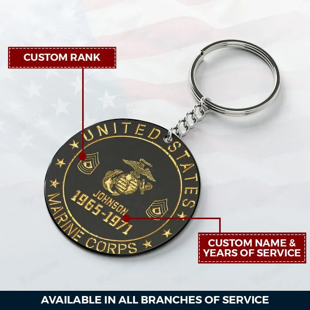 Custom Rank U.S Veteran Acrylic Keychain #000154