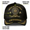 Custom Rank & Years Veteran Hat - Gold Wreath Brim - Choose Your Military Branch #000166