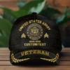 Custom Rank & Years Veteran Hat - Gold Wreath Brim - Choose Your Military Branch #000166