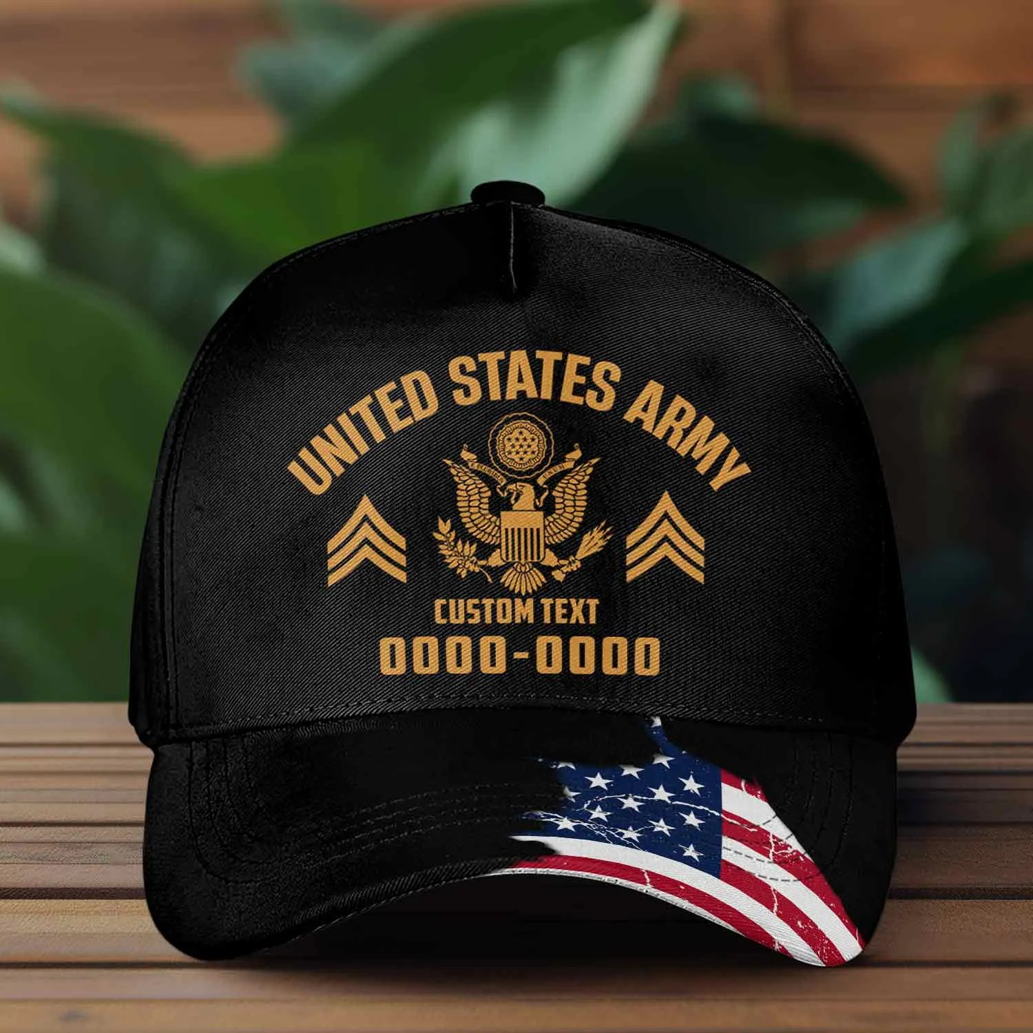 Custom Ripped Flag Veteran Hat - Personalized Branch, Rank, Name & Service Years #000170