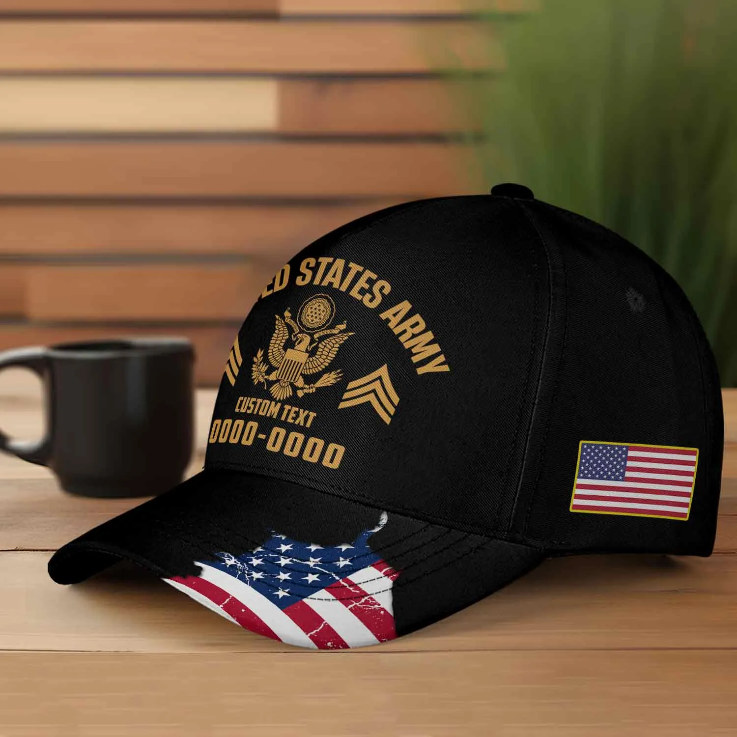 Custom Ripped Flag Veteran Hat - Personalized Branch, Rank, Name & Service Years #000170