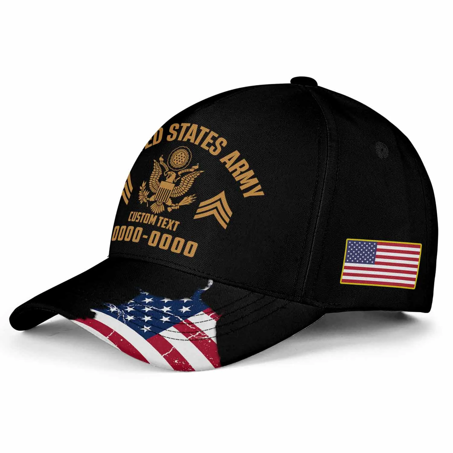 Custom Ripped Flag Veteran Hat - Personalized Branch, Rank, Name & Service Years #000170