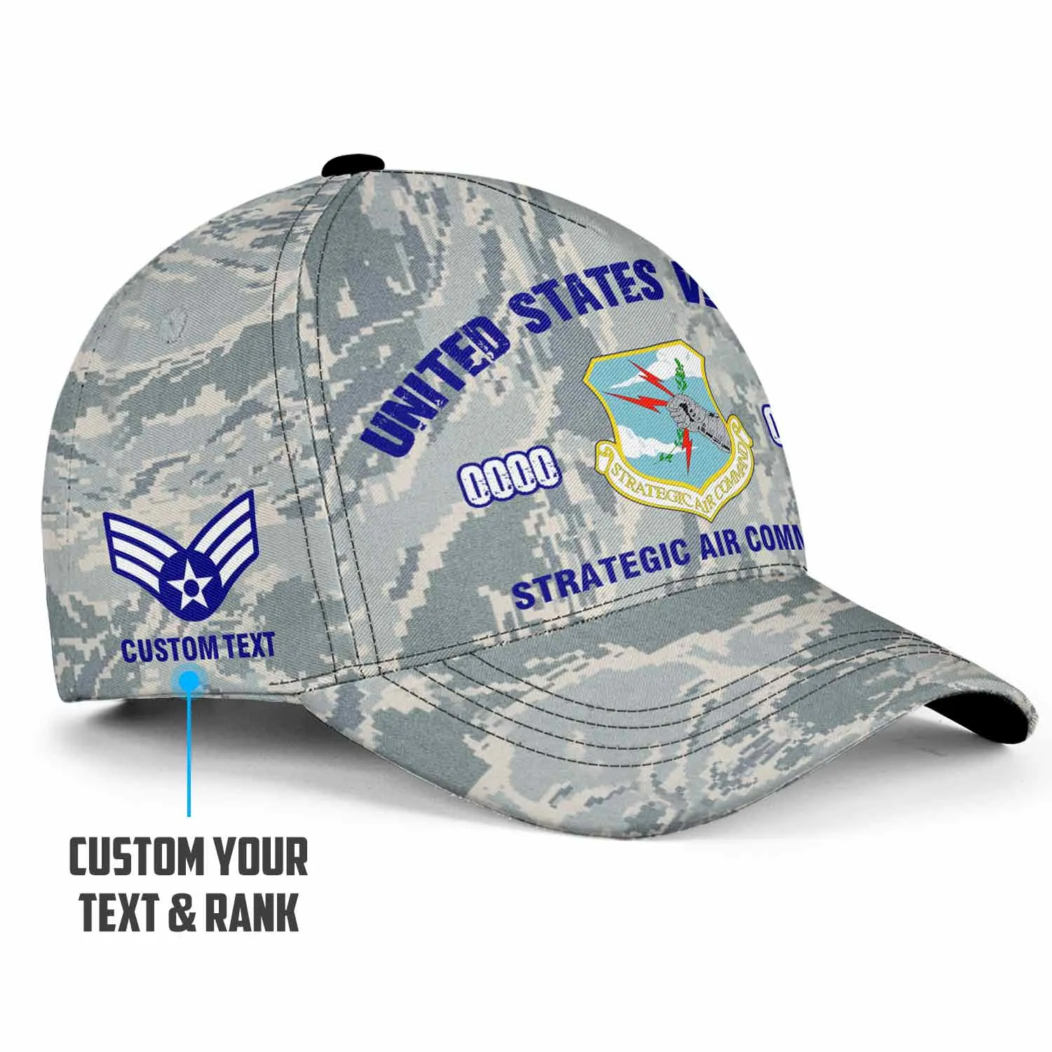 Custom Strategic Air Command Hat - Camo US Air For Veteran Cap #000162