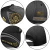 Custom US Veteran Hat All Branches - Black Gold Emblem Cap #000159