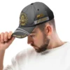 Custom US Veteran Hat All Branches - Black Gold Emblem Cap #000159