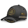 Custom US Veteran Hat All Branches - Black Gold Emblem Cap #000159