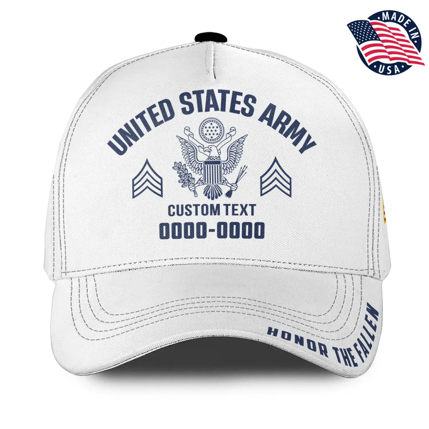 Custom Veteran Hat All Branches - White Honor The Fallen Cap #000158