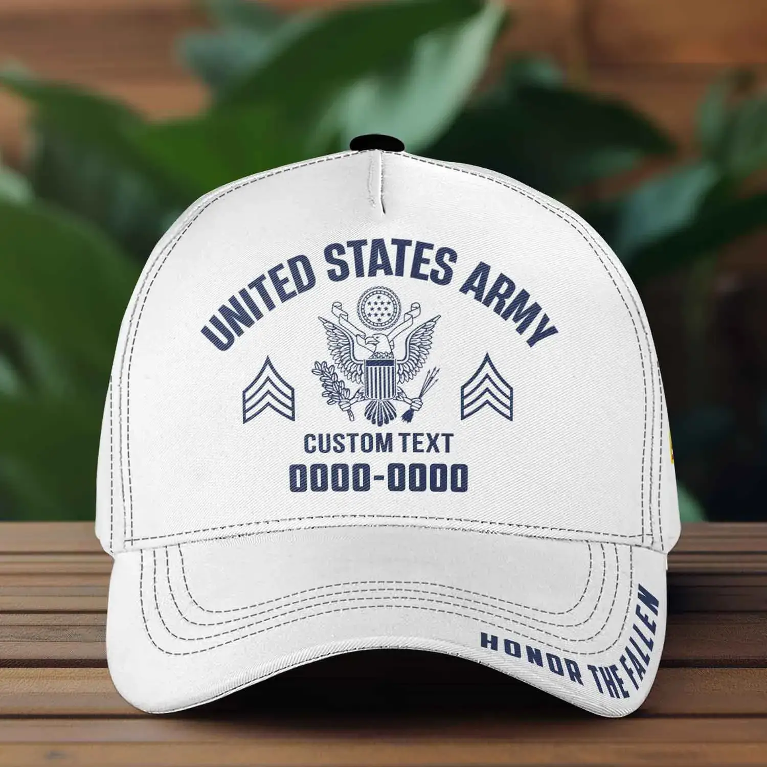 Custom Veteran Hat All Branches - White Honor The Fallen Cap #000158