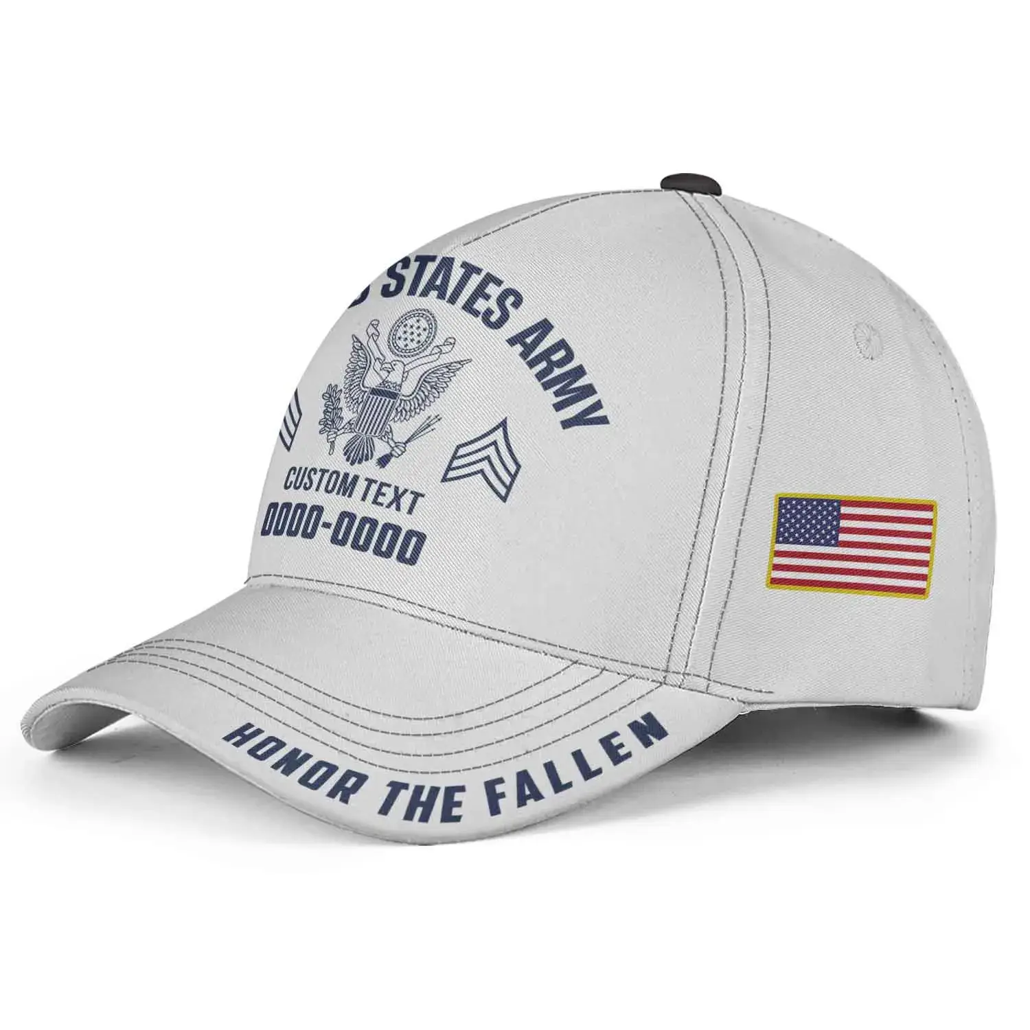 Custom Veteran Hat All Branches - White Honor The Fallen Cap #000158