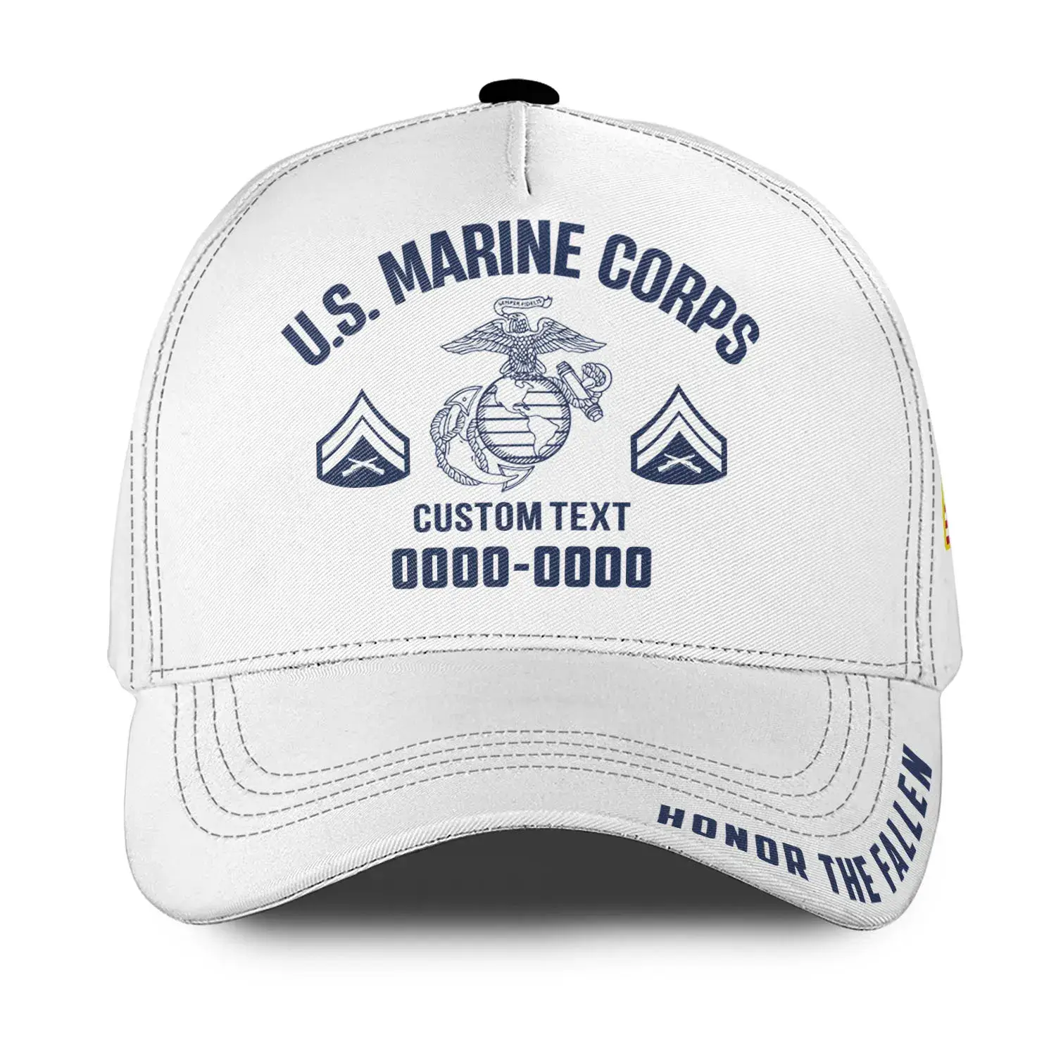 Custom Veteran Hat All Branches - White Honor The Fallen Cap #000158